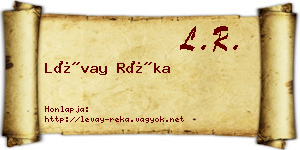 Lévay Réka névjegykártya